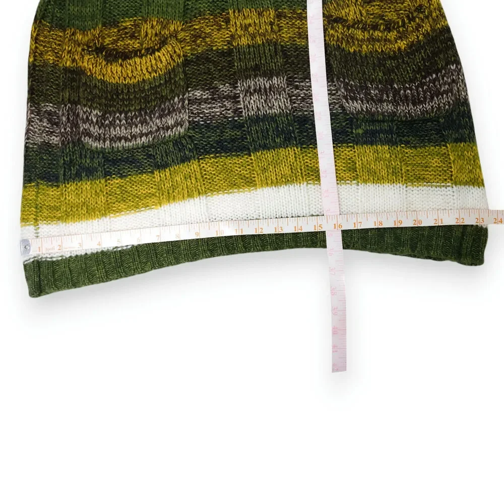 Ultra Flirt Striped V‑Neck‎ Sweater Dress Green White XL EUC Vintage Cozy Fuzzy